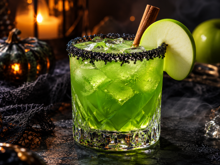 Hexenkessel – grüner Halloween-Cocktail mit Rum und Apfel