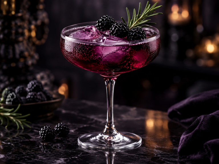 Schwarze Witwe – violetter Halloween-Gin-Cocktail